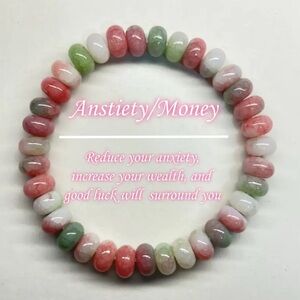 💎4/$20💎Pink and Green Agate “Anxiety” Beaded Bracelet